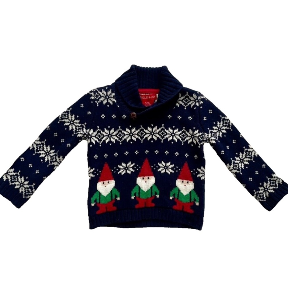 Jingles & Joy Gnome Elf Christmas Holiday Sweater 12-18M